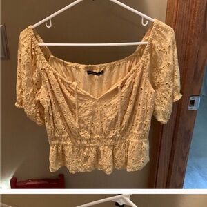 Abercrombie & Fitch Yellow Eyelet Blouse